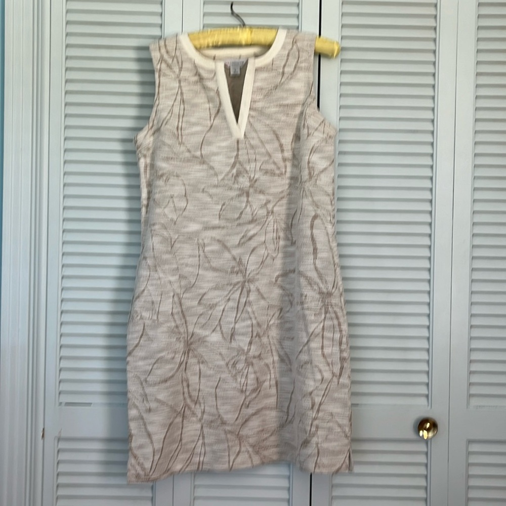 Liz Claiborne Shift Dress, Size S, , Ivory/Tan, Worn Once